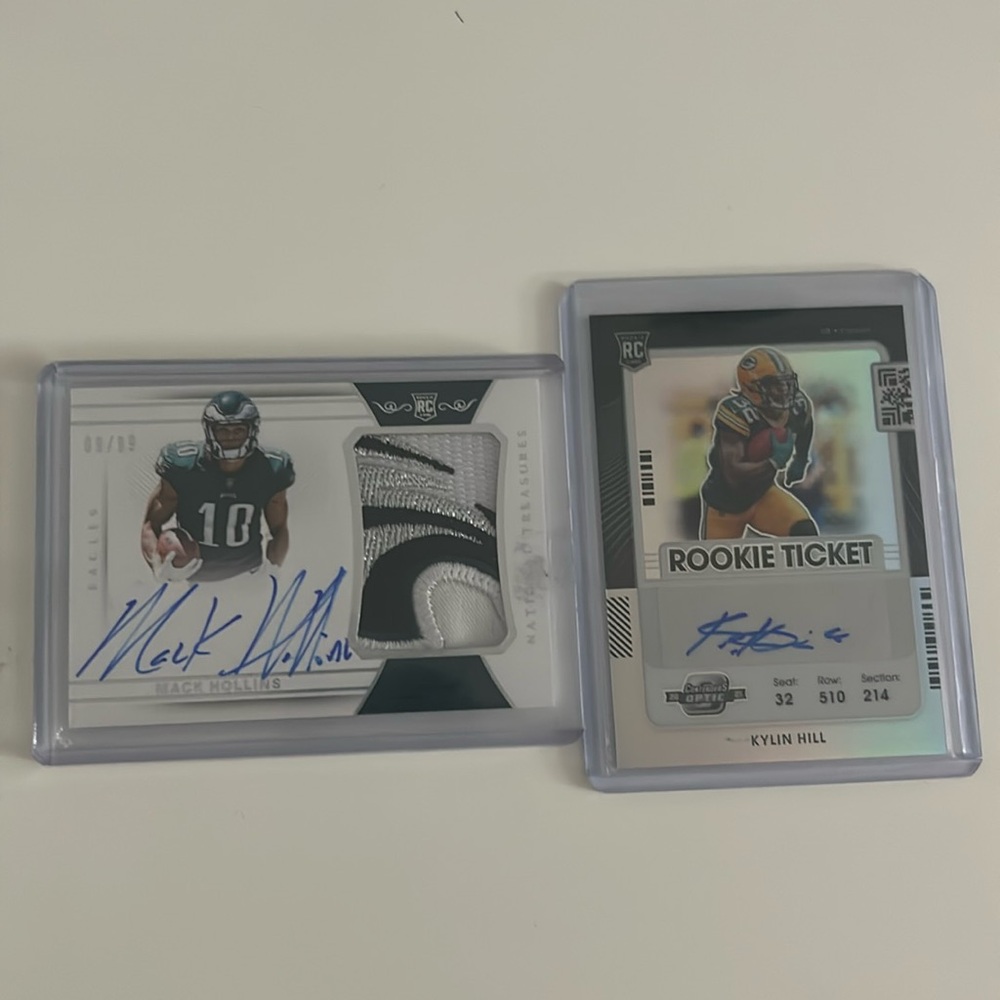 2 rare NFL Mack hollins and Kaylin hill signed cards in great condition